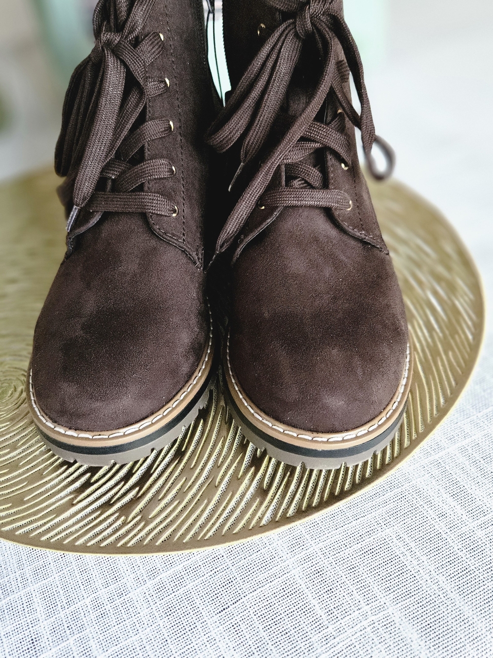Kensie Kasha Brown Faux Suede Lace Up Combat Boots Women's Size 9 - Picture 10 of 11